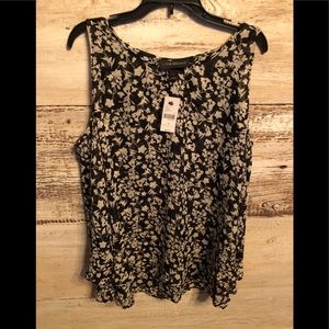 Lane Bryant Black and White Floral Blouse